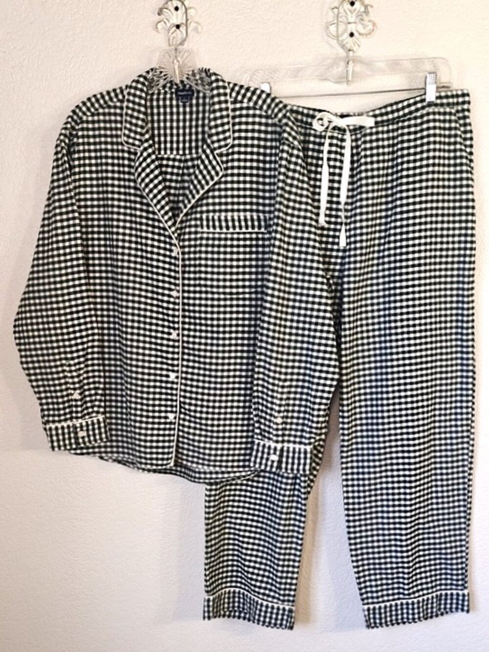 Gapbody Size L Flannel Pajama Set Hunter Green & Green Plaid Check